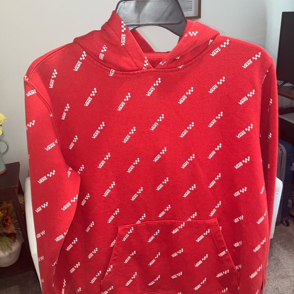 Vans Red Hoodie with Checkered Logo